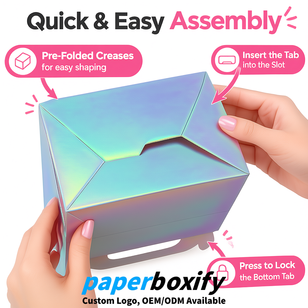 Iridescent Gable Boxes with Handles 6.22x3.35x3.62 inch Kraft Paper Party Favors Boxes in Bulk