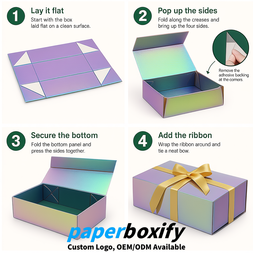 Iridescent Magnetic Closure Gift Box with Ribbon 13.8x9x4.3 inch Luxury Large Storage Box Iridescent Magnetic Closure Gift Box with Ribbon 13.8x9x4.3 inch Luxury Large Storage Box
