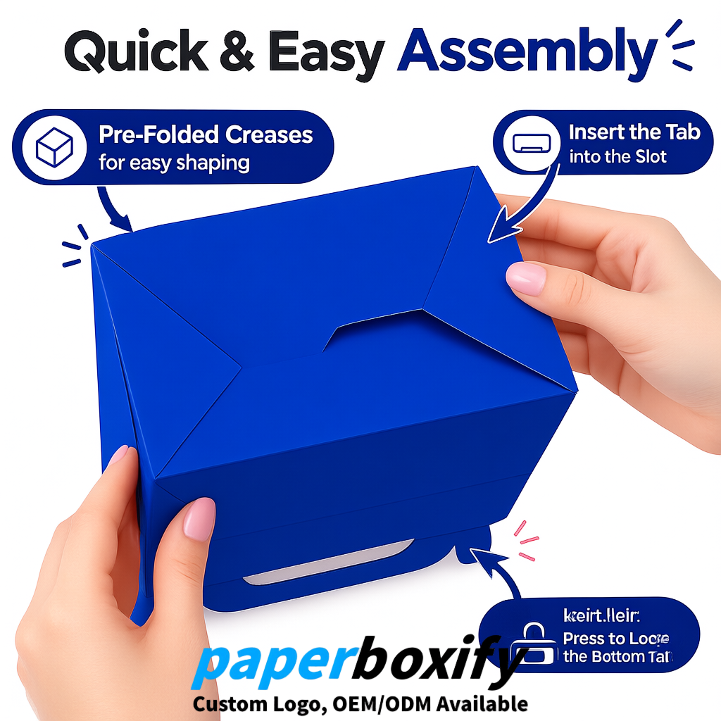 Klein Blue Gable Boxes with Handles 6.22x3.35x3.62 inch Kraft Paper Party Favors Boxes in Bulk