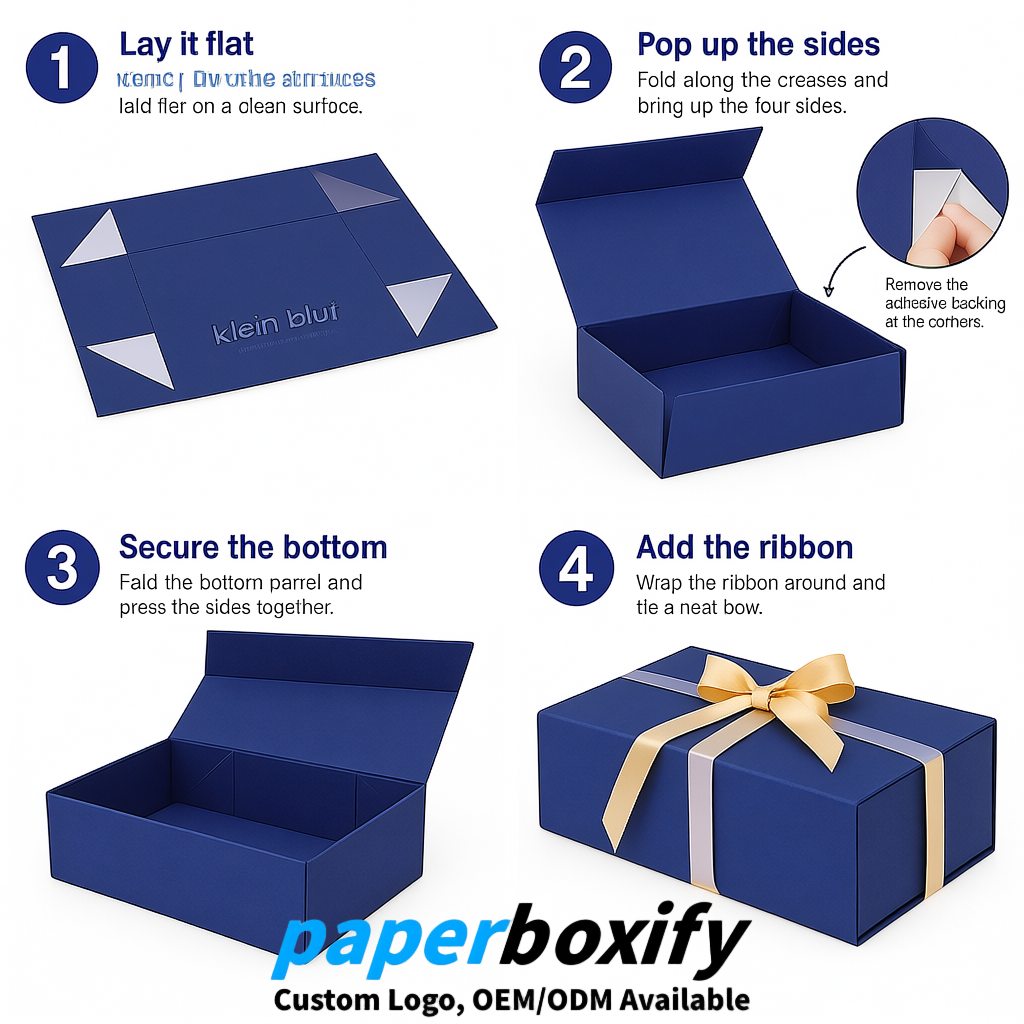 Klein Blue Magnetic Closure Gift Box with Ribbon 13.8x9x4.3 inch Luxury Large Storage Box