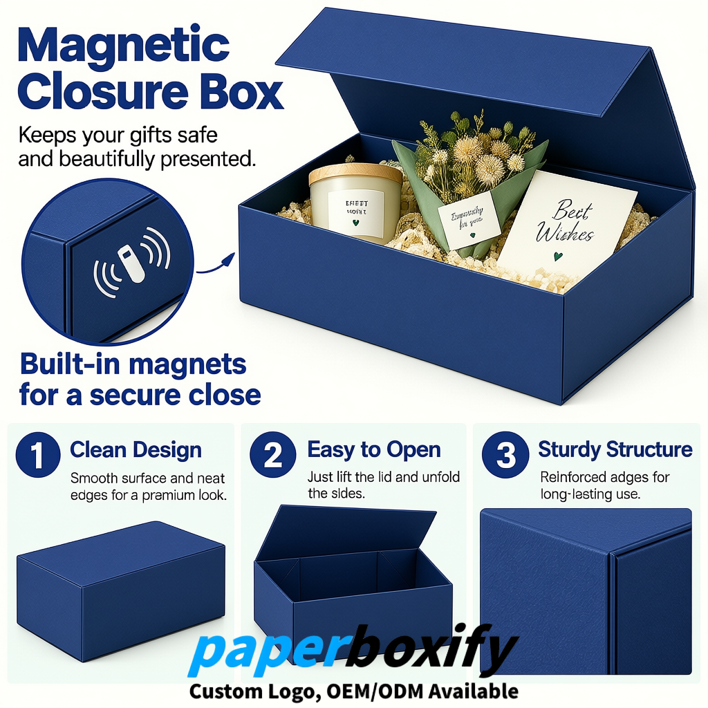 Klein Blue Magnetic Closure Gift Box​ with Ribbon 13.8x9x4.3 inch Luxury Large Storage Box