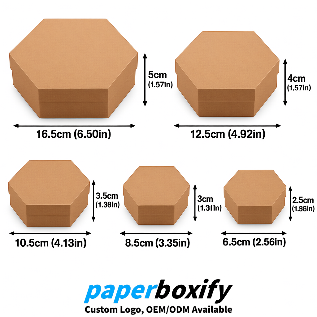 Kraft Brown Paper Hexagon Box with Lid - Biodegrade Paper Mache Gift Boxes Manufacturer