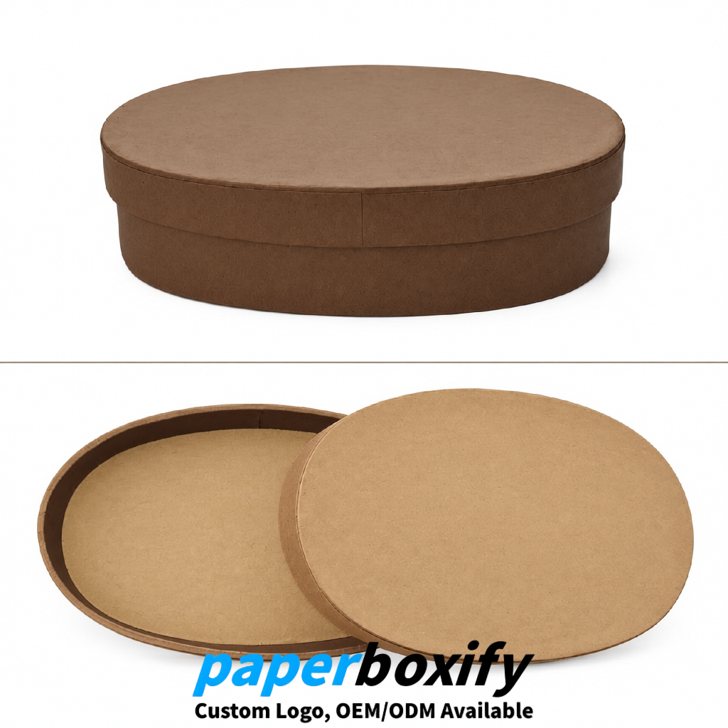 Kraft Brown Oval Paper Mache Boxes with Lids - Cardboard boxes Factory