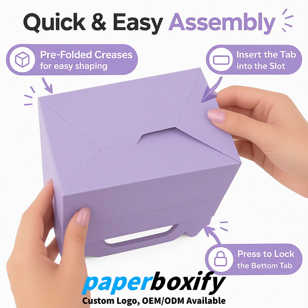 Lavender Gable Boxes with Handles 6.22x3.35x3.62 inch Kraft Paper Party Favors Boxes in Bulk