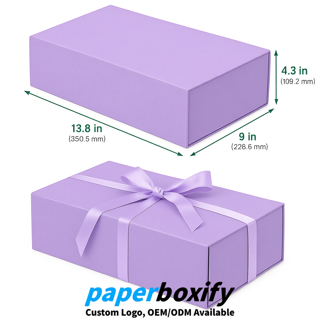 Lavender Magnetic Closure Gift Box with Ribbon 13.8x9x4.3 inch Luxury Large Storage Box Lavender Magnetic Closure Gift Box with Ribbon 13.8x9x4.3 inch Luxury Large Storage Box
