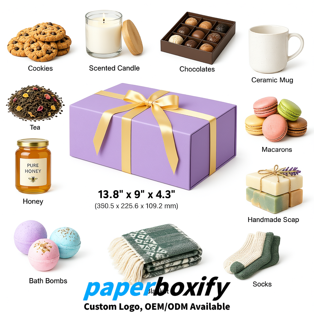 Lavender Magnetic Closure Gift Box​ with Ribbon 13.8x9x4.3 inch Luxury Large Storage Box