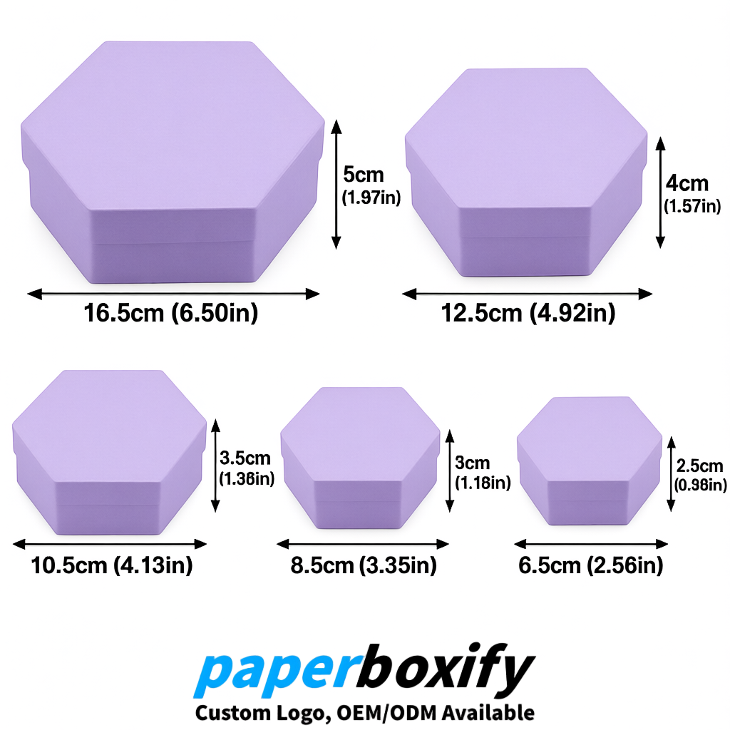 Lavender Paper Hexagon Box with Lid - Biodegrade Paper Mache Gift Boxes Manufacturer