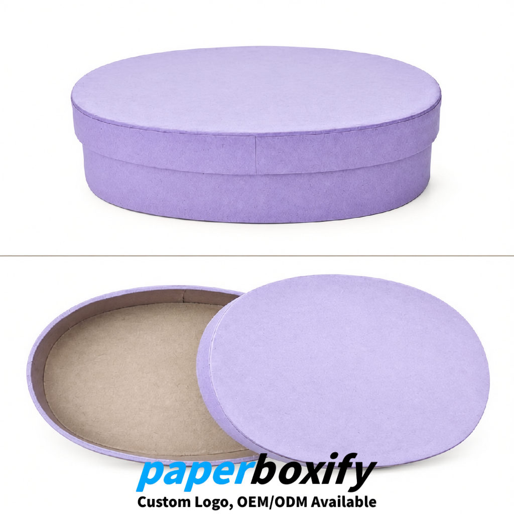 Lavender Oval Paper Mache Boxes with Lids - Cardboard boxes Factory