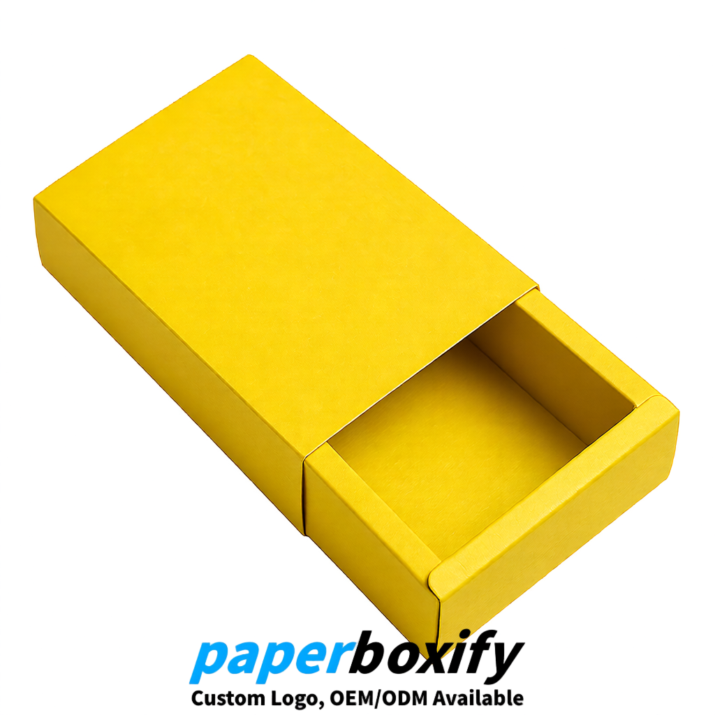 Lemon Yellow Rectangle Kraft Paper Drawer Box 6x3x1.5 inch OEM/ODM Factory
