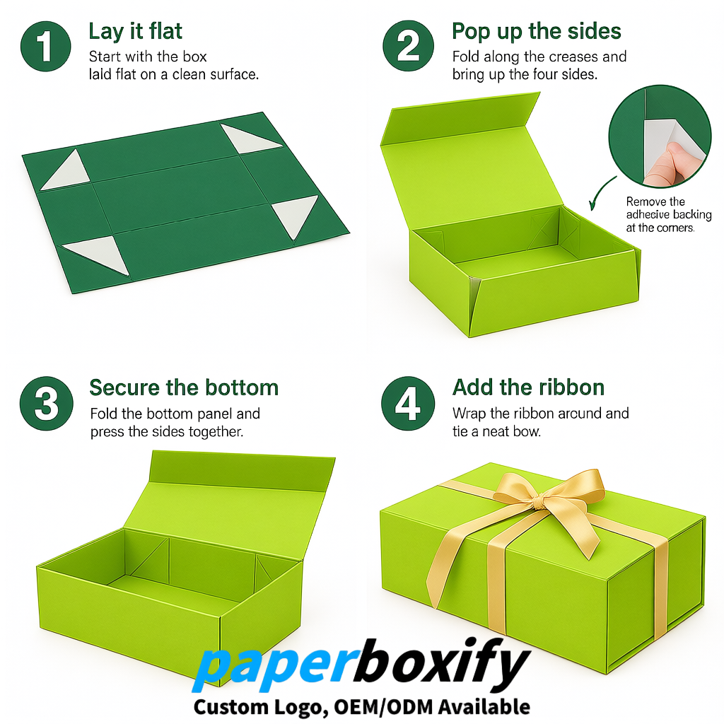 Lime Green Magnetic Closure Gift Box​ with Ribbon 13.8x9x4.3 inch Luxury Large Storage Box