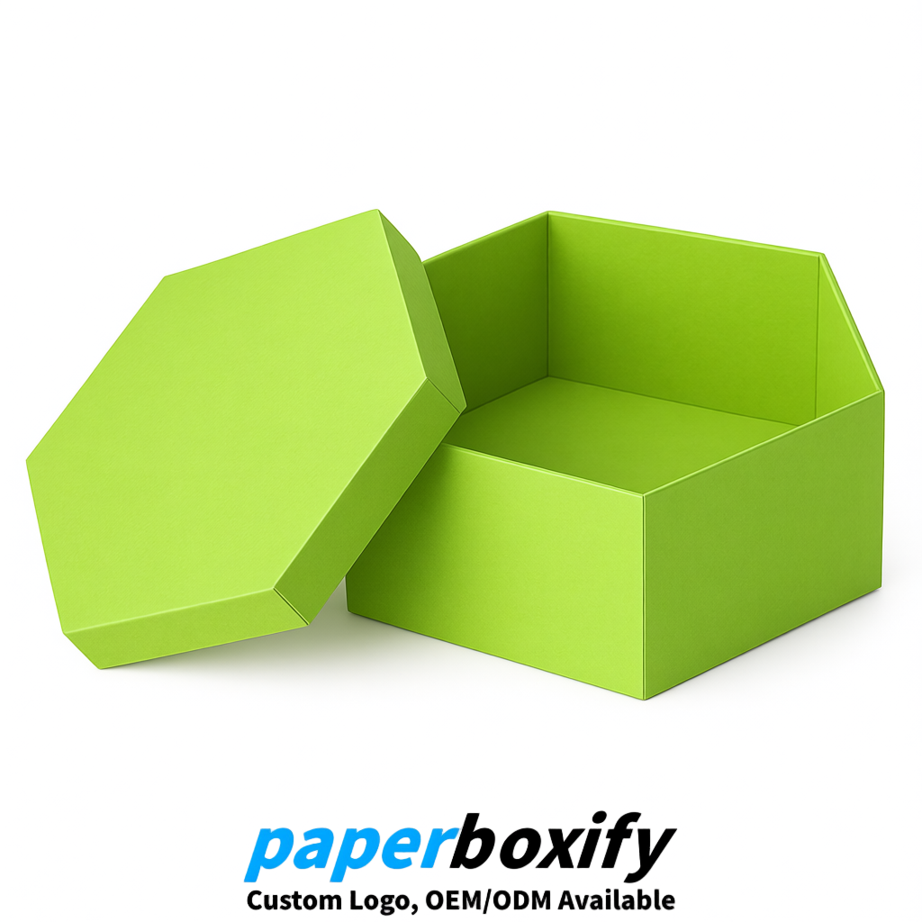 Lime Green Paper Hexagon Box with Lid - Biodegrade Paper Mache Gift Boxes Manufacturer