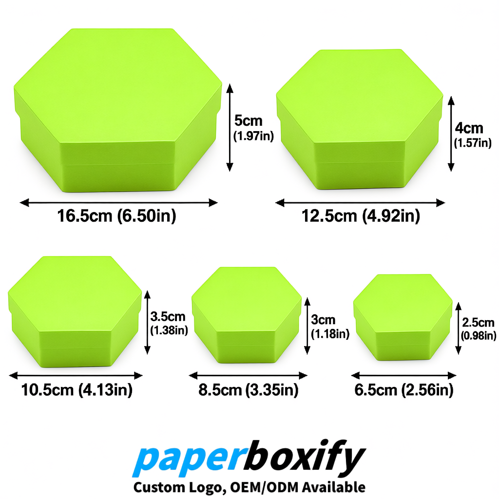 Lime Green Paper Hexagon Box with Lid - Biodegrade Paper Mache Gift Boxes Manufacturer