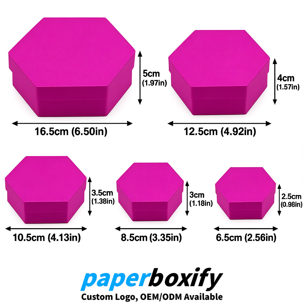 Magenta Paper Hexagon Box with Lid - Biodegrade Paper Mache Gift Boxes Manufacturer