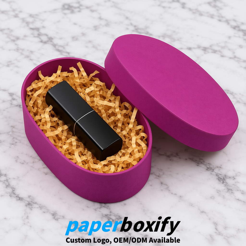 Magenta Oval Paper Mache Boxes with Lids - Cardboard boxes Factory