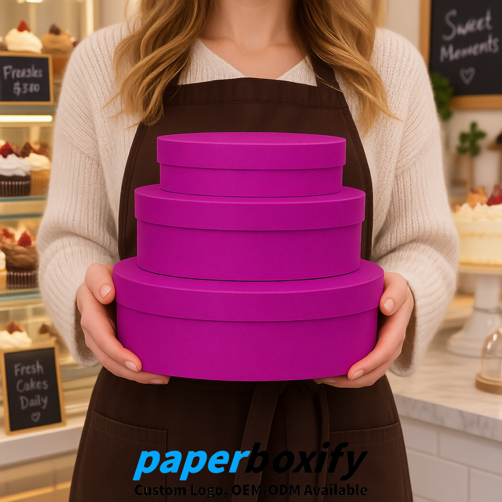 Magenta Oval Paper Mache Boxes with Lids - Cardboard boxes Factory