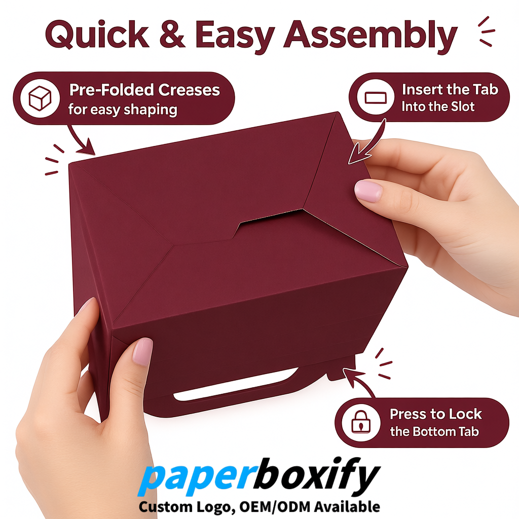 Maroon Gable Boxes with Handles 6.22x3.35x3.62 inch Kraft Paper Party Favors Boxes in Bulk