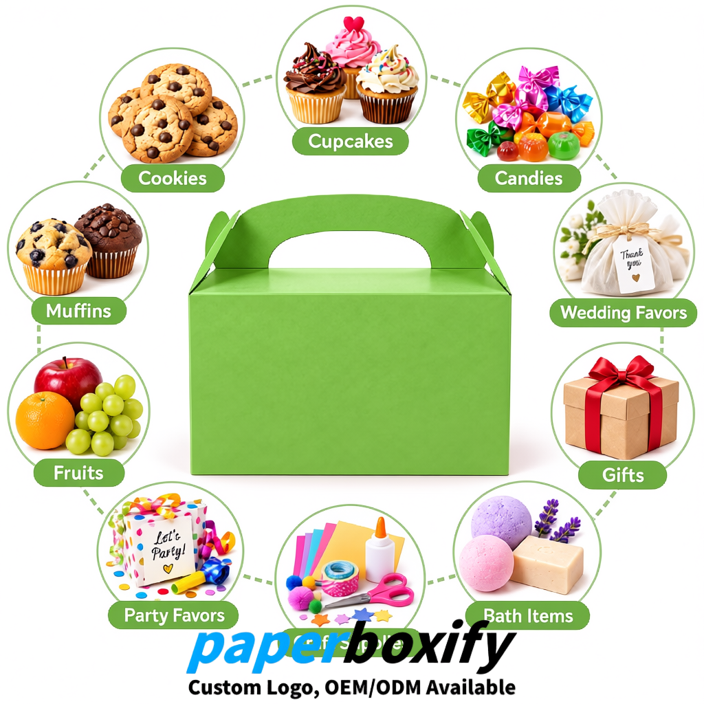 Matcha Green Gable Boxes with Handles 6.22x3.35x3.62 inch Kraft Paper Party Favors Boxes in Bulk Matcha Green Gable Boxes with Handles 6.22x3.35x3.62 inch Kraft Paper Party Favors Boxes in Bulk