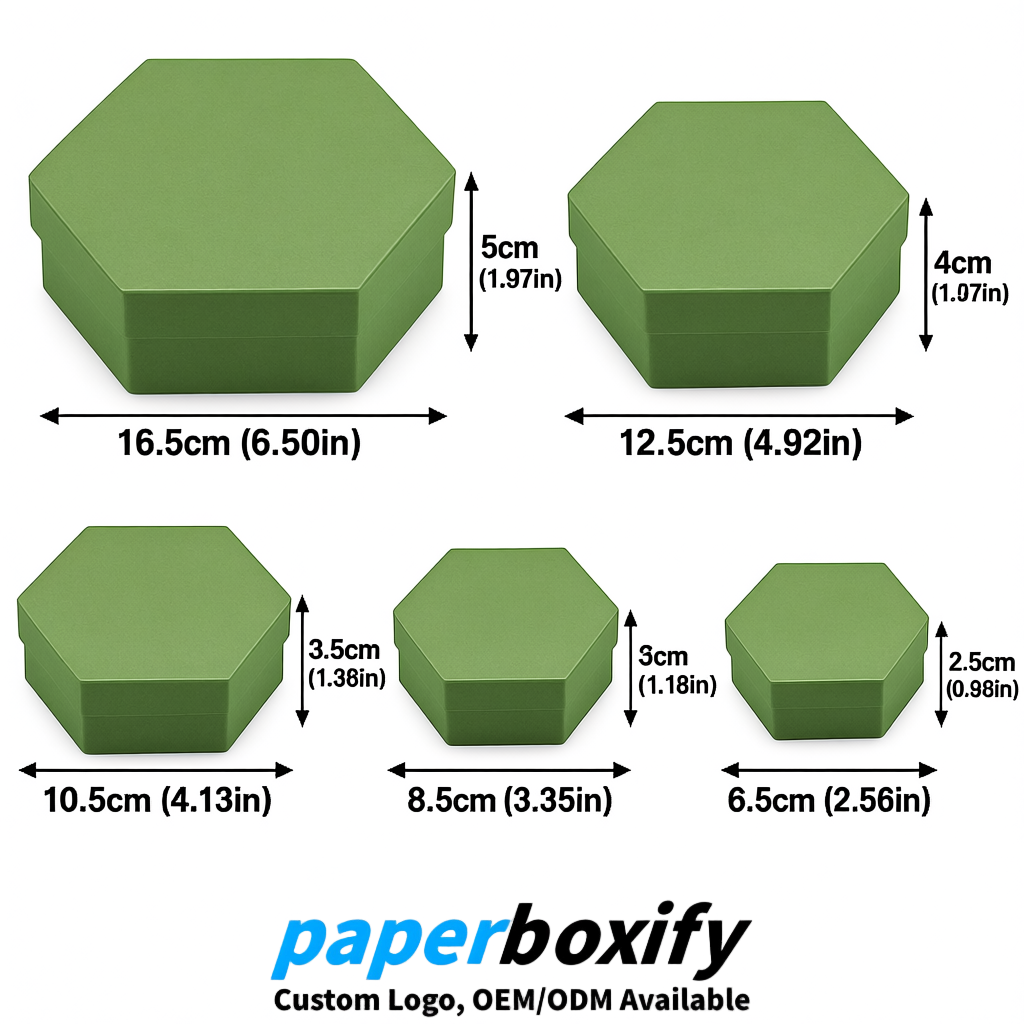 Matcha Green Paper Hexagon Box with Lid - Biodegrade Paper Mache Gift Boxes Manufacturer