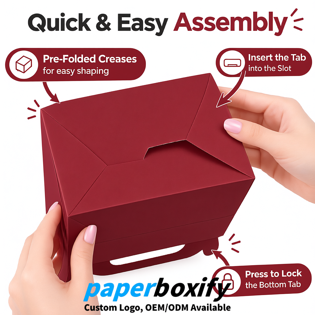 Matte Red Gable Boxes with Handles 6.22x3.35x3.62 inch Kraft Paper Party Favors Boxes in Bulk