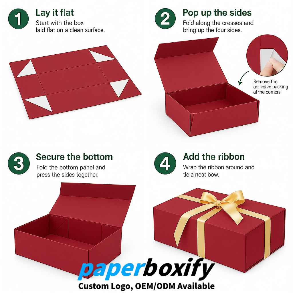 Matte Red Magnetic Closure Gift Box​ with Ribbon 13.8x9x4.3 inch Luxury Large Storage Box