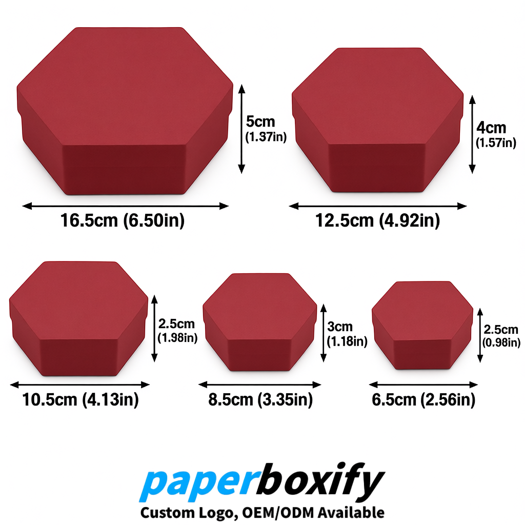 Matte Red Paper Hexagon Box with Lid - Biodegrade Paper Mache Gift Boxes Manufacturer
