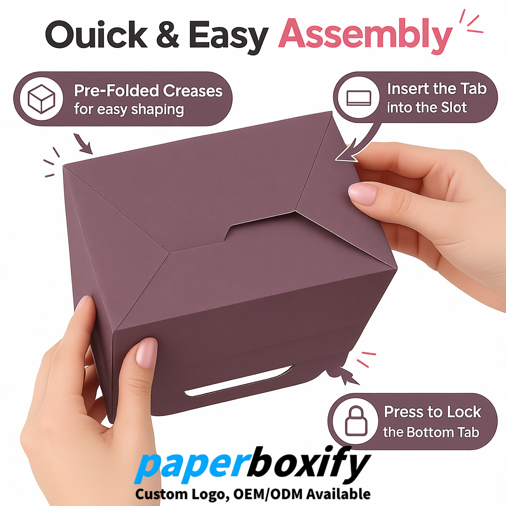 Mauve Gable Boxes with Handles 6.22x3.35x3.62 inch Kraft Paper Party Favors Boxes in Bulk