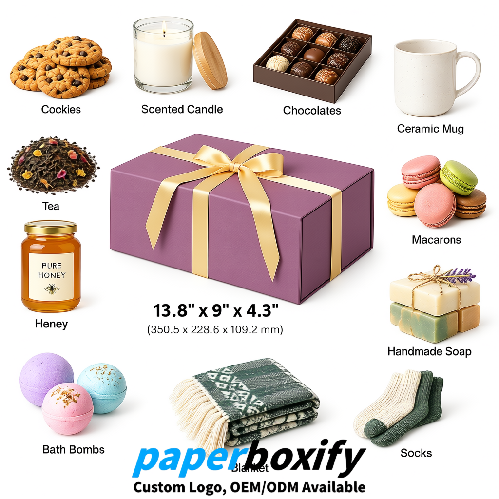 Mauve Magnetic Closure Gift Box​ with Ribbon 13.8x9x4.3 inch Luxury Large Storage Box
