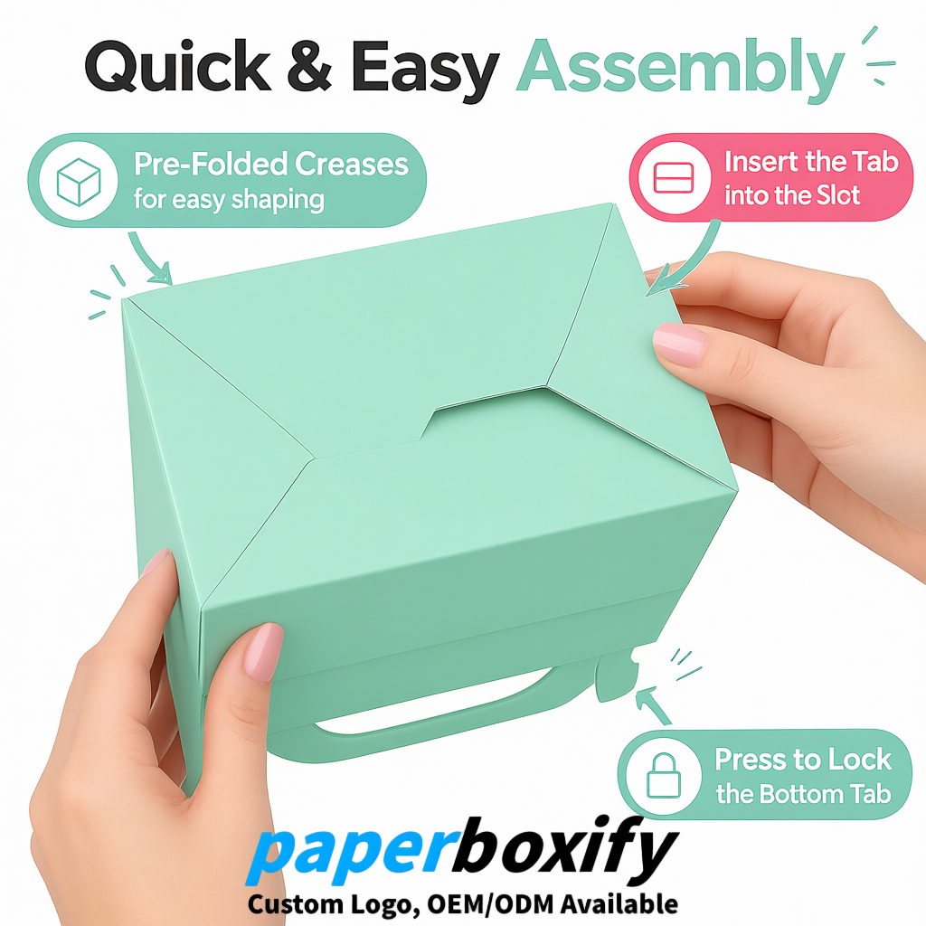 Mint Green Gable Boxes with Handles 6.22x3.35x3.62 inch Kraft Paper Party Favors Boxes in Bulk