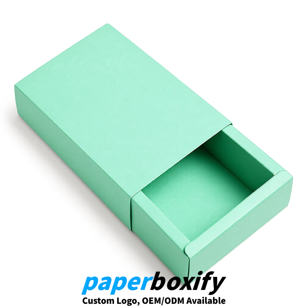 Mint Green Rectangle Kraft Paper Drawer Box 6x3x1.5 inch OEM/ODM Factory