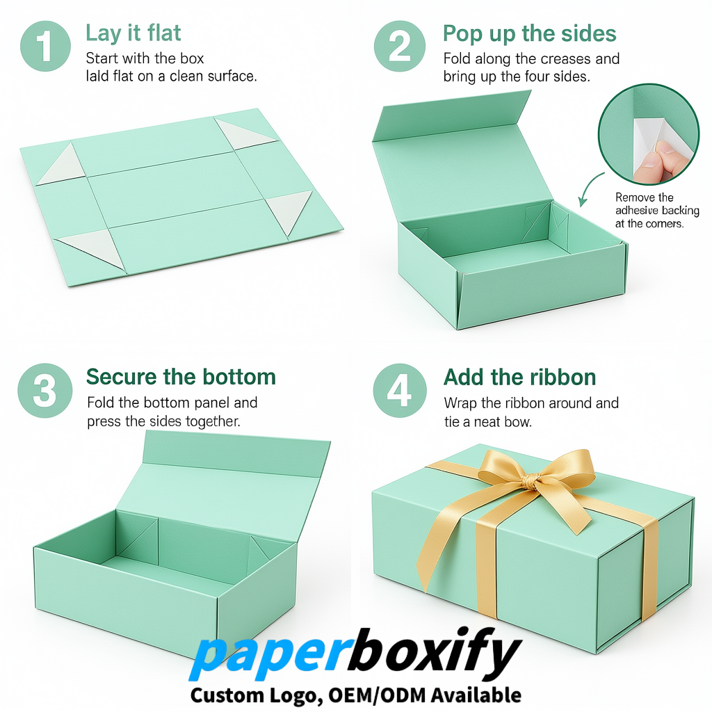 Mint Green Magnetic Closure Gift Box​ with Ribbon 13.8x9x4.3 inch Luxury Large Storage Box