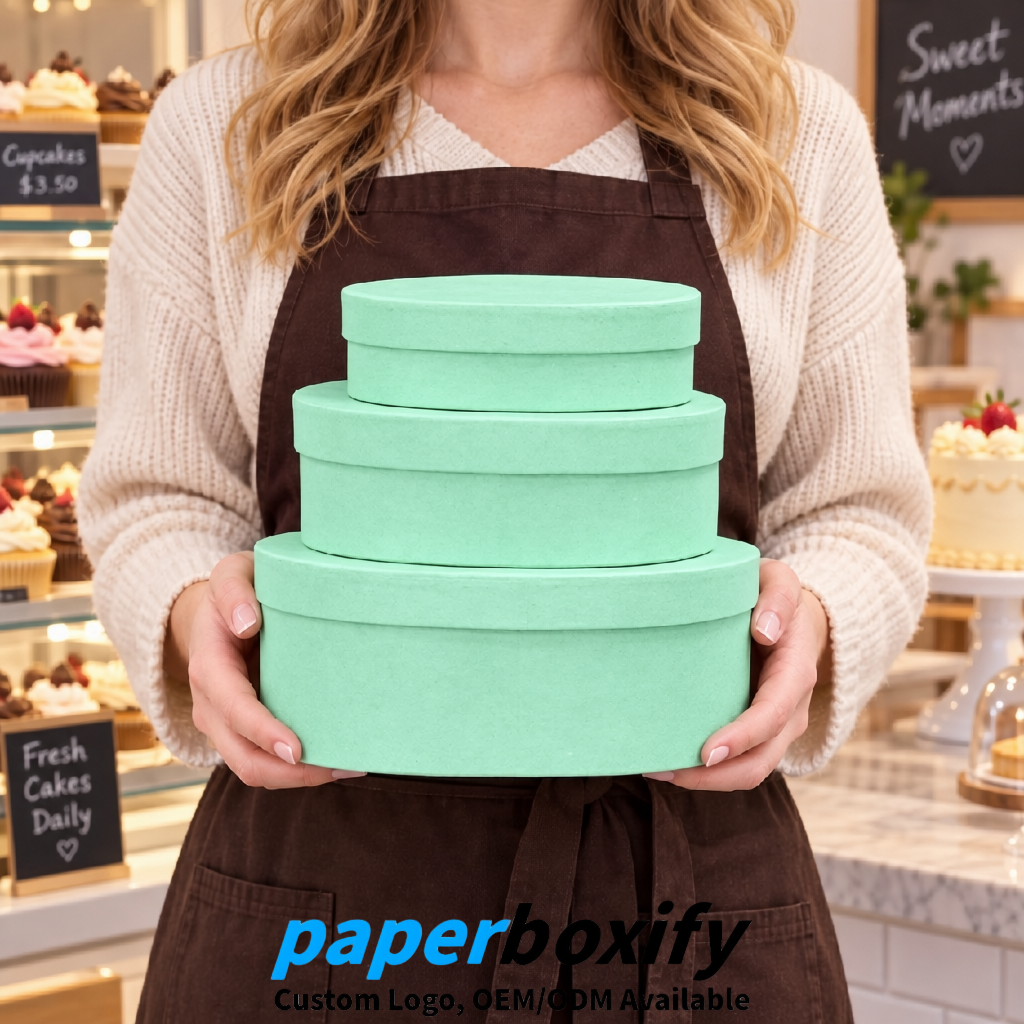 Mint Green Oval Paper Mache Boxes with Lids - Cardboard boxes Factory