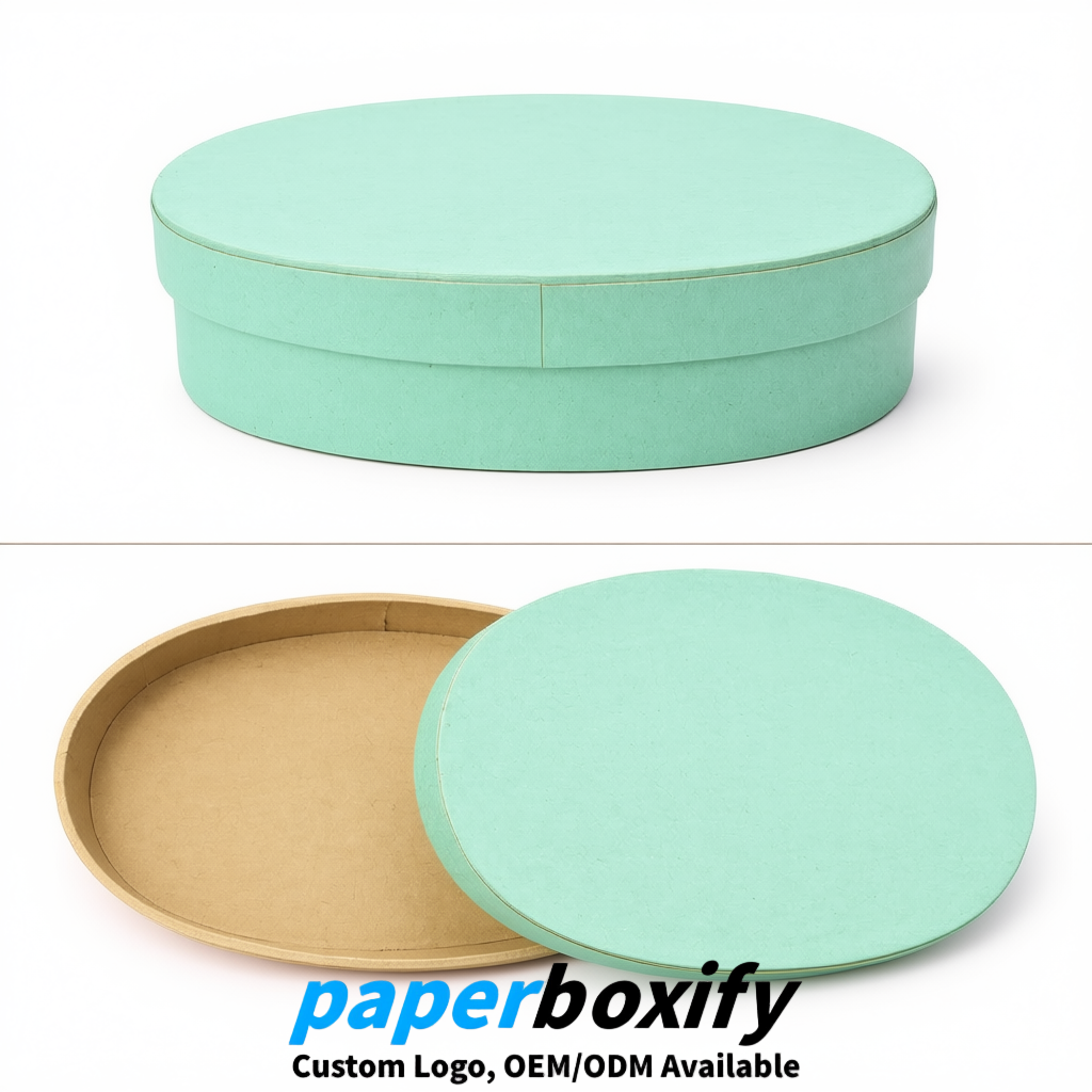 Mint Green Oval Paper Mache Boxes with Lids - Cardboard boxes Factory