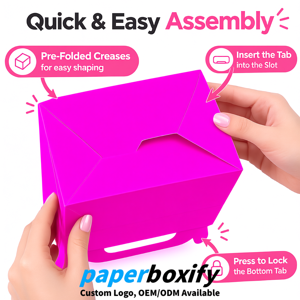 Neon Pink Gable Boxes with Handles 6.22x3.35x3.62 inch Kraft Paper Party Favors Boxes in Bulk
