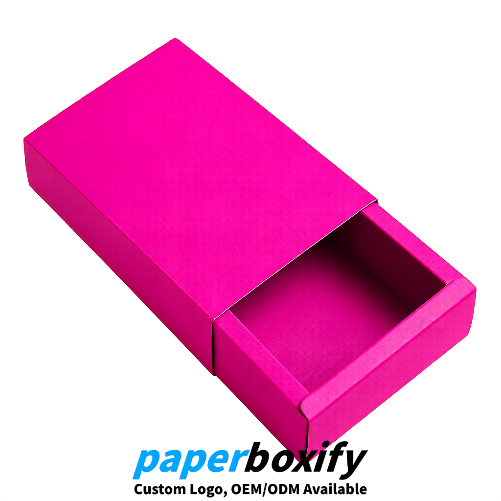 Neon Pink Rectangle Kraft Paper Drawer Box 6x3x1.5 inch OEM/ODM Factory