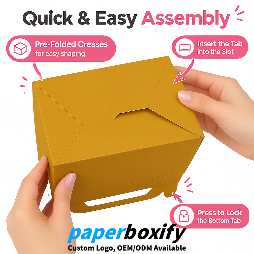 Ochre Gable Boxes with Handles 6.22x3.35x3.62 inch Kraft Paper Party Favors Boxes in Bulk