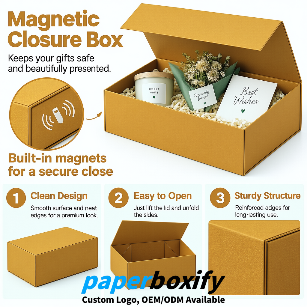 Ochre Magnetic Closure Gift Box with Ribbon 13.8x9x4.3 inch Luxury Large Storage Box Ochre Magnetic Closure Gift Box with Ribbon 13.8x9x4.3 inch Luxury Large Storage Box