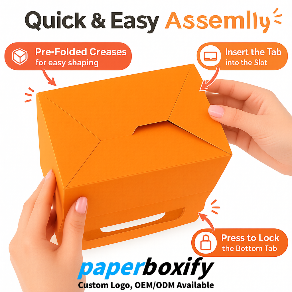 Orange Gable Boxes with Handles 6.22x3.35x3.62 inch Kraft Paper Party Favors Boxes in Bulk