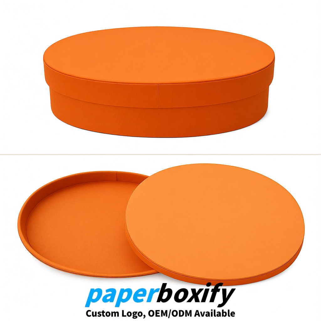 Orange Oval Paper Mache Boxes with Lids - Cardboard boxes Factory
