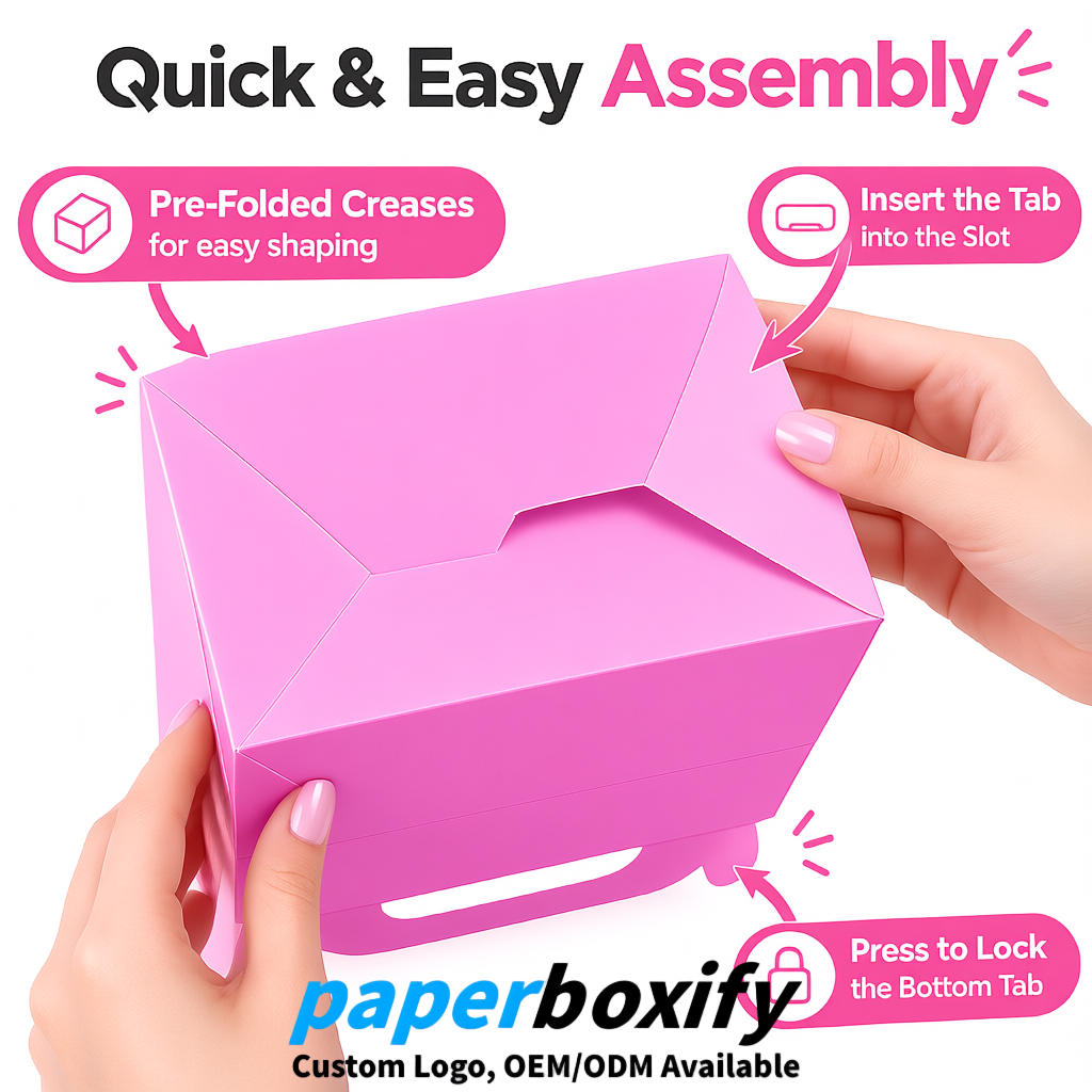 Pink Gable Boxes with Handles 6.22x3.35x3.62 inch Kraft Paper Party Favors Boxes in Bulk