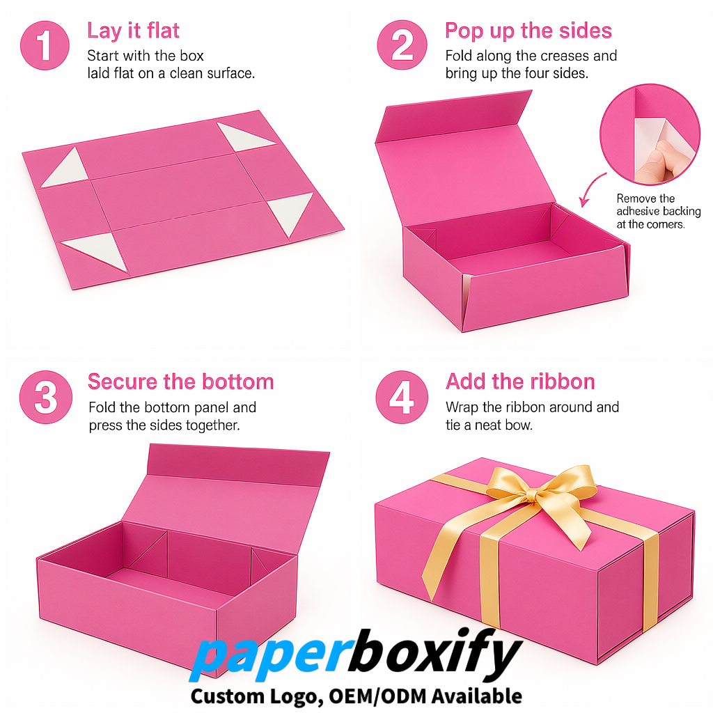Pink Magnetic Closure Gift Box with Ribbon 13.8x9x4.3 inch Luxury Large Storage Box Pink Magnetic Closure Gift Box with Ribbon 13.8x9x4.3 inch Luxury Large Storage Box