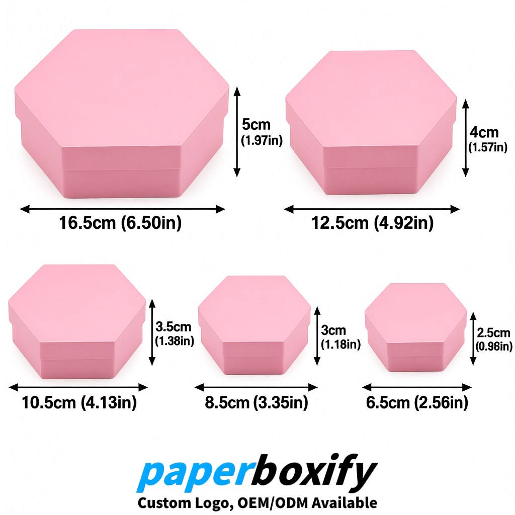 Pink Paper Hexagon Box with Lid - Biodegrade Paper Mache Gift Boxes Manufacturer