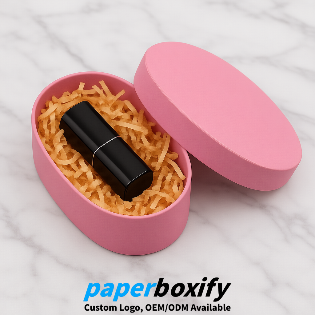 Pink Oval Paper Mache Boxes with Lids - Cardboard boxes Factory