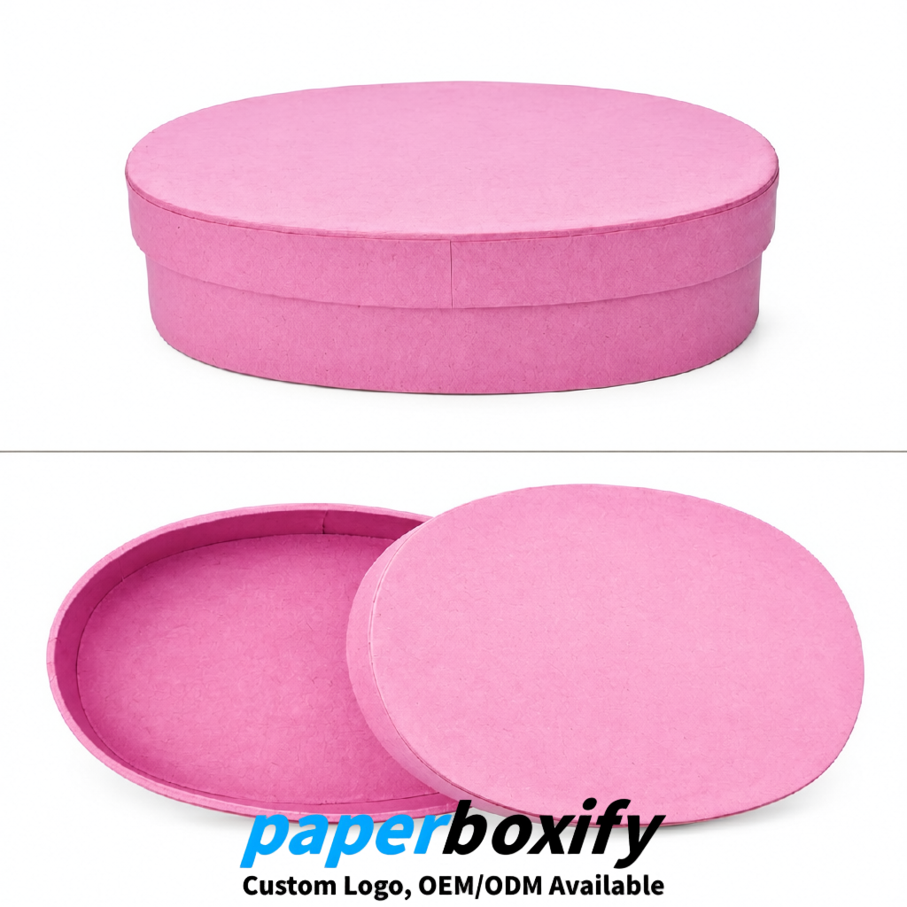 Pink Oval Paper Mache Boxes with Lids - Cardboard boxes Factory