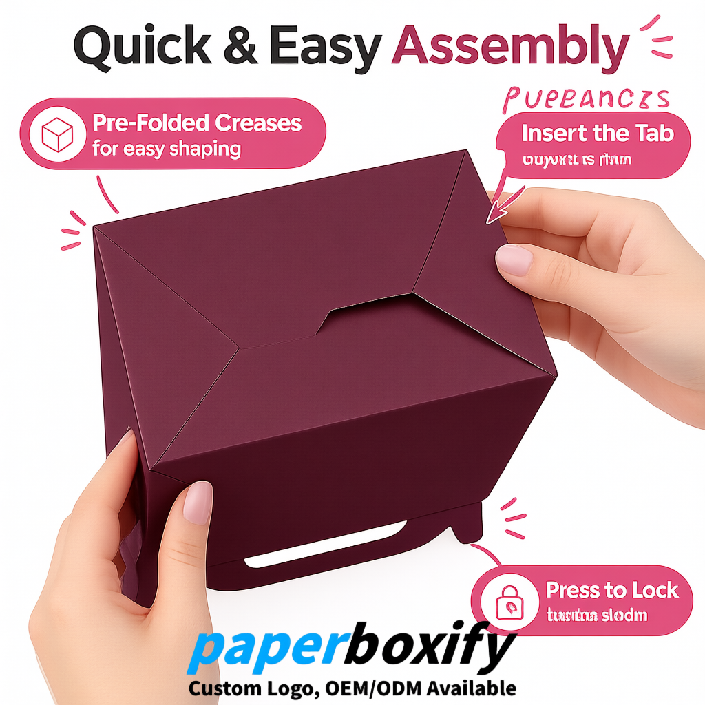 Plum Gable Boxes with Handles 6.22x3.35x3.62 inch Kraft Paper Party Favors Boxes in Bulk