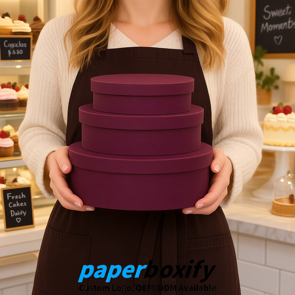 Plum Oval Paper Mache Boxes with Lids - Cardboard boxes Factory
