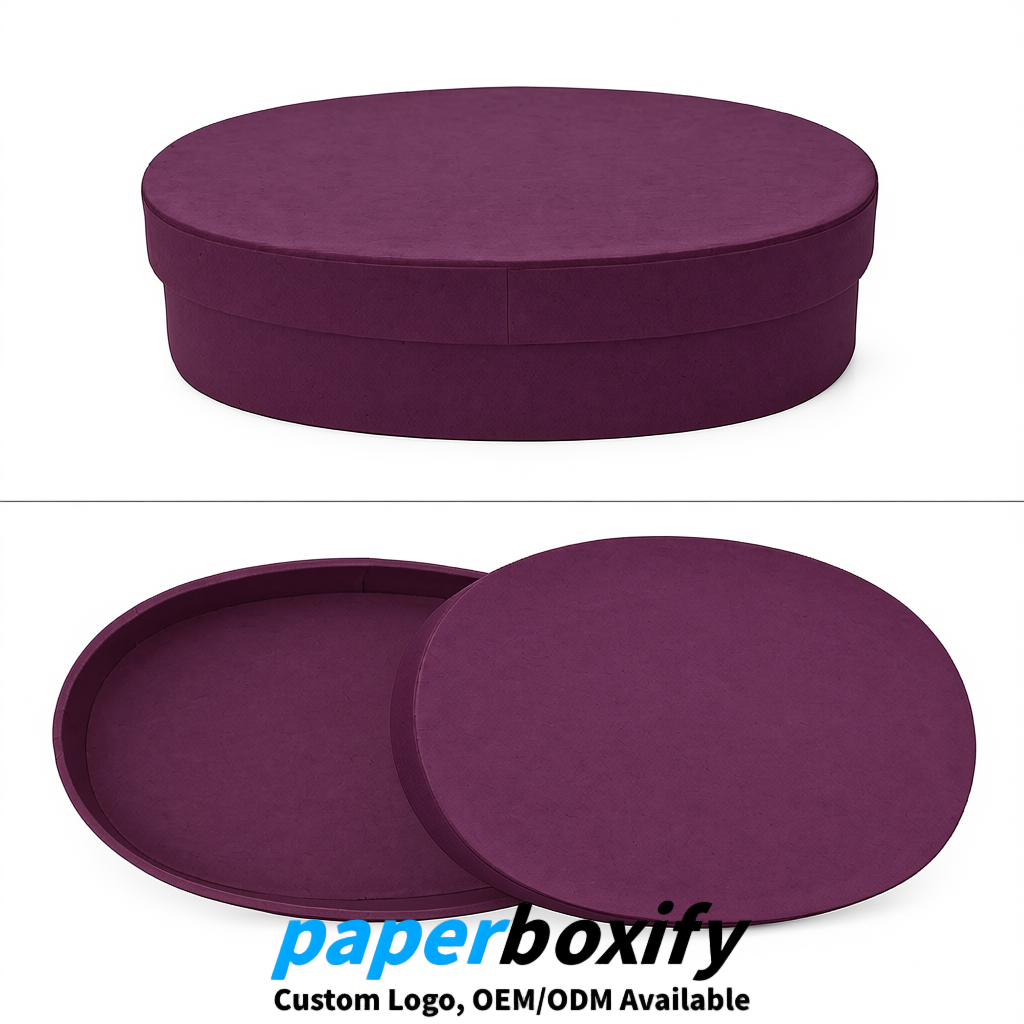 Plum Oval Paper Mache Boxes with Lids - Cardboard boxes Factory