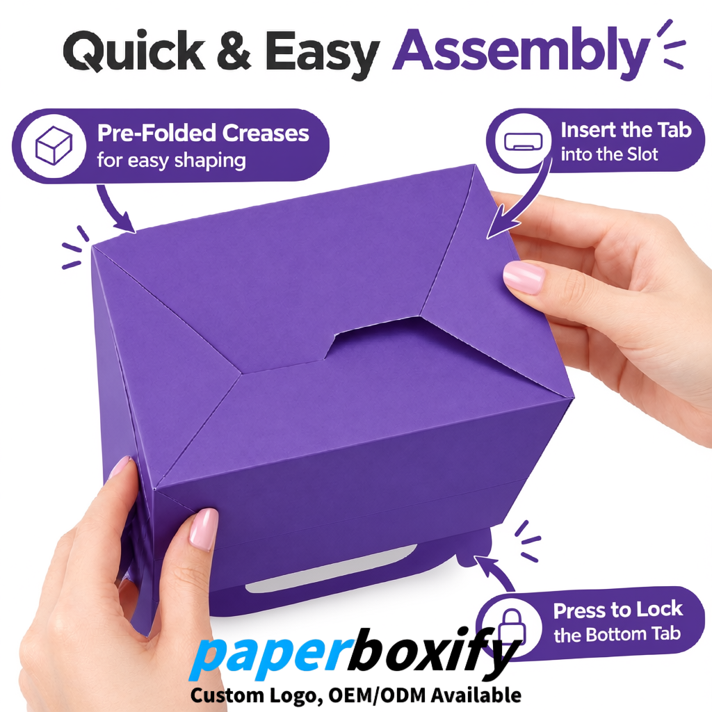 Purple Gable Boxes with Handles 6.22x3.35x3.62 inch Kraft Paper Party Favors Boxes in Bulk