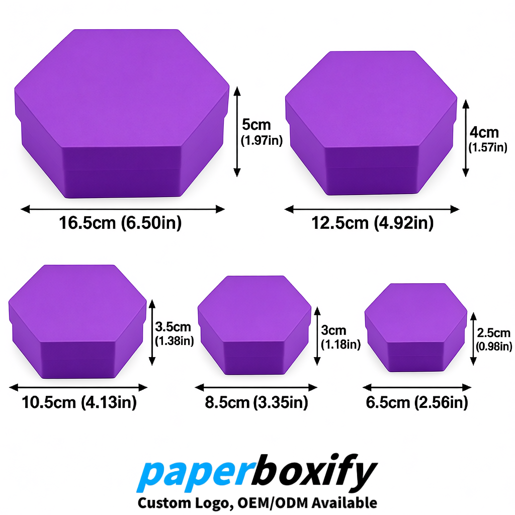 Purple Paper Hexagon Box with Lid - Biodegrade Paper Mache Gift Boxes Manufacturer