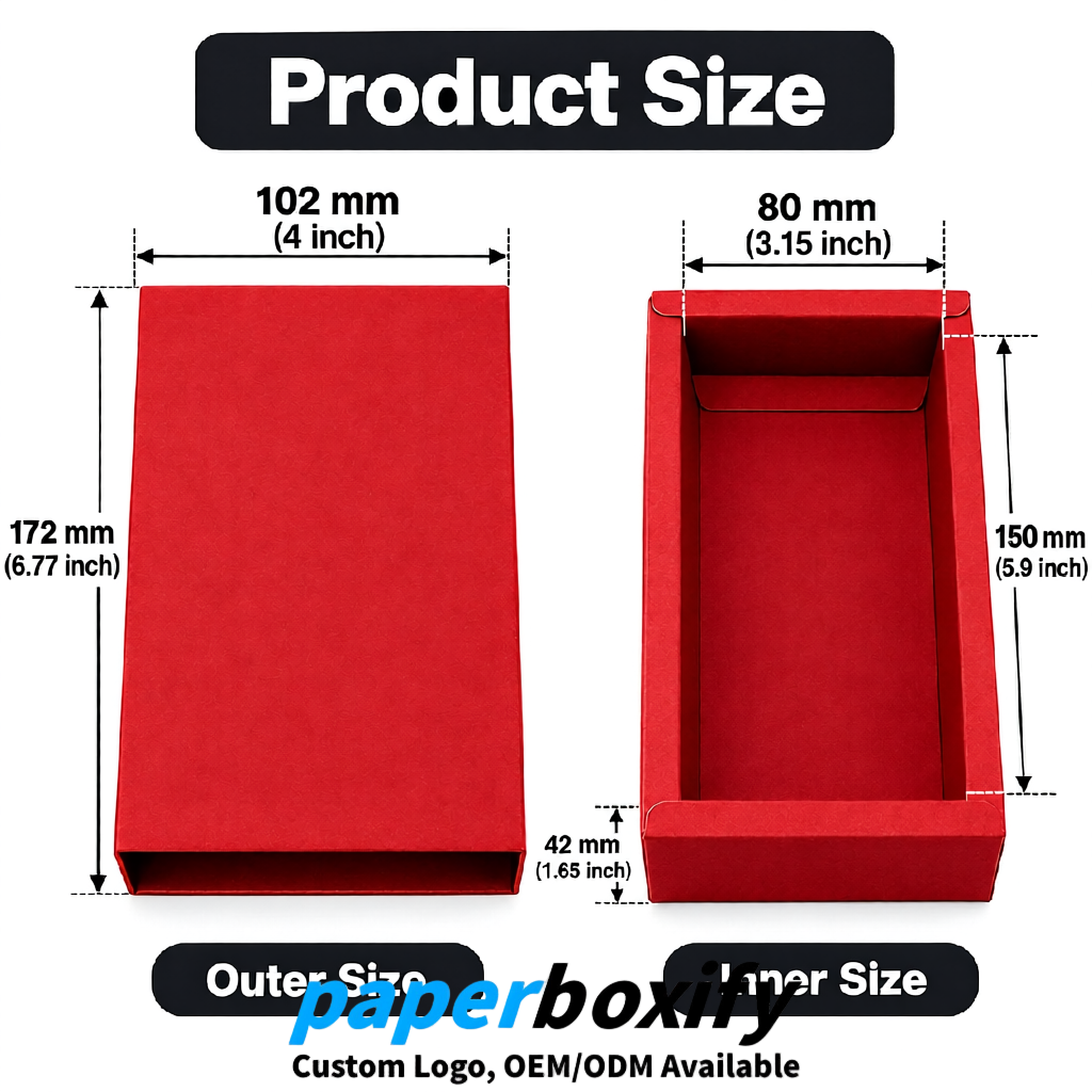 Red Rectangle Kraft Paper Drawer Box 6x3x1.5 inch OEM/ODM Factory