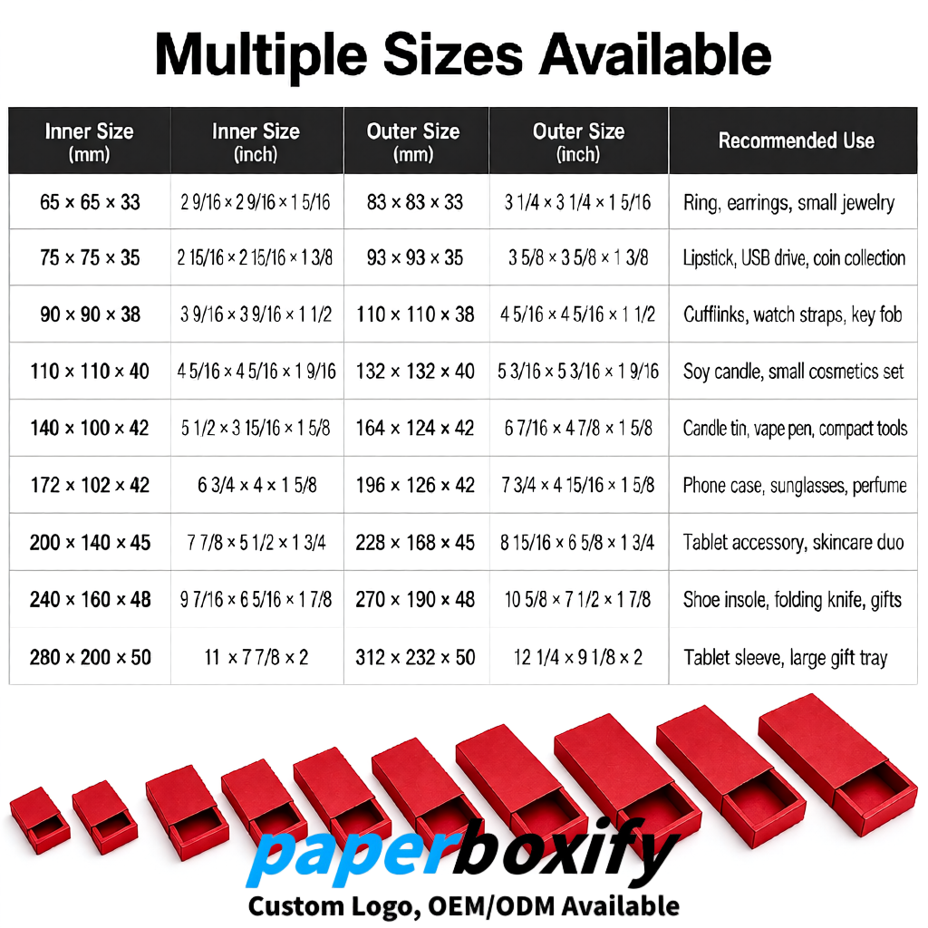 Red Rectangle Kraft Paper Drawer Box 6x3x1.5 inch OEM/ODM Factory